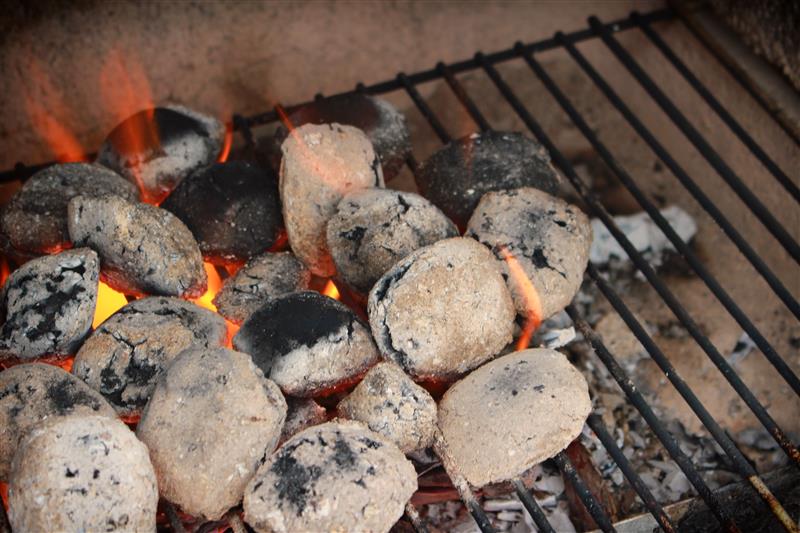 Hot coals on the grill
